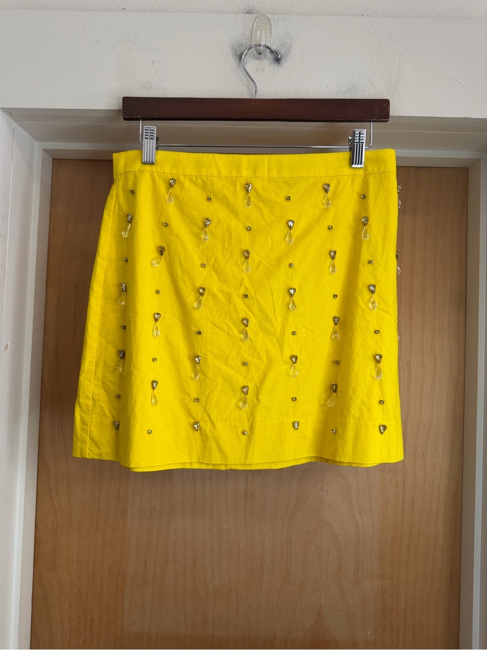 NWT! J.Crew Collection Yellow Embellished Mini Skirt - Crystal Detail. Size: 6 - Picture 3 of 6